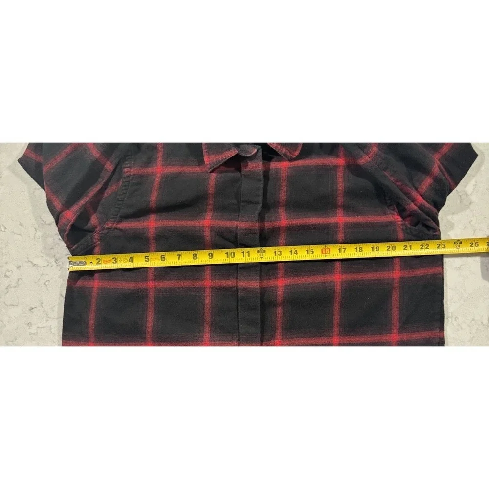 Banana Republic Flannel Shirt Mens Large Red Black Plaid Long Sleeve Casual Logo